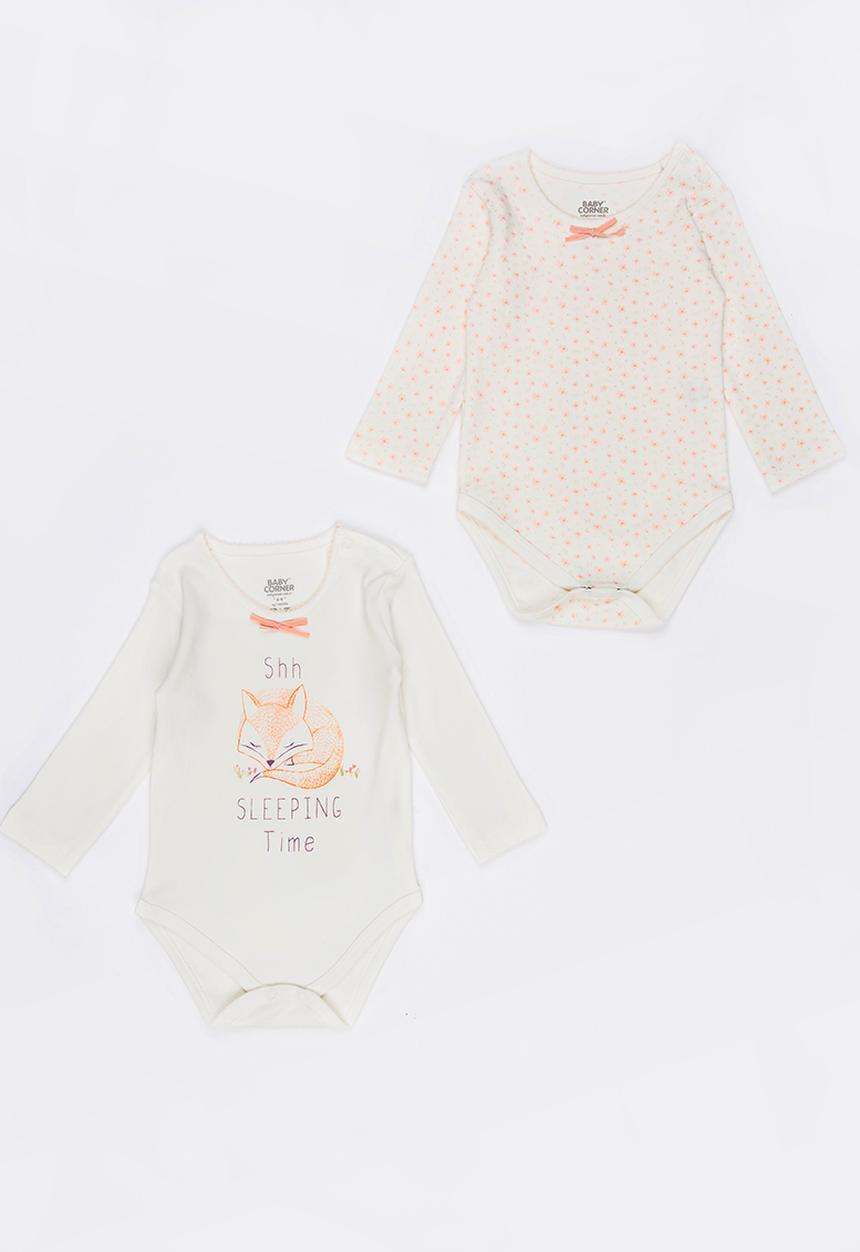 Baby Corner - 2 Pack Long Sleeve Bodysuit Multi-colour