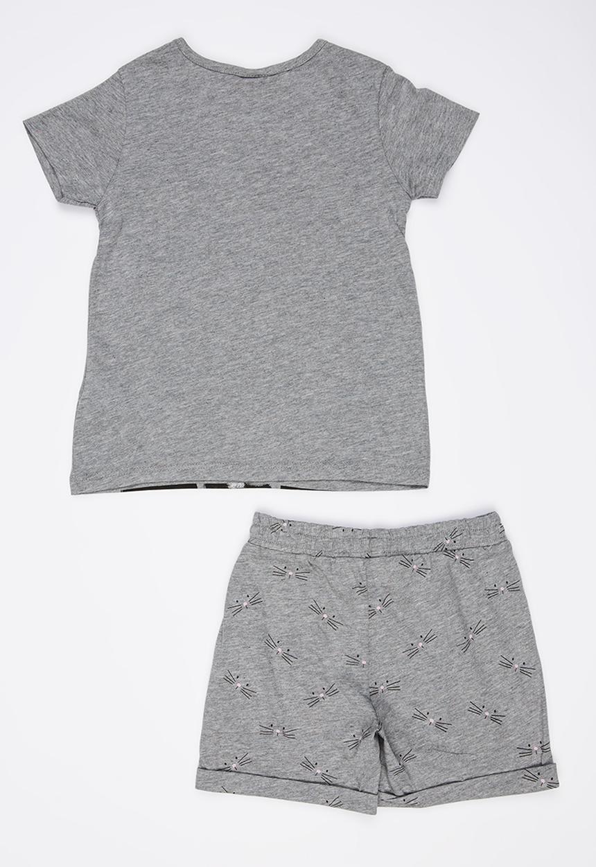 Soobe - Knitted Top And Pants Set Grey