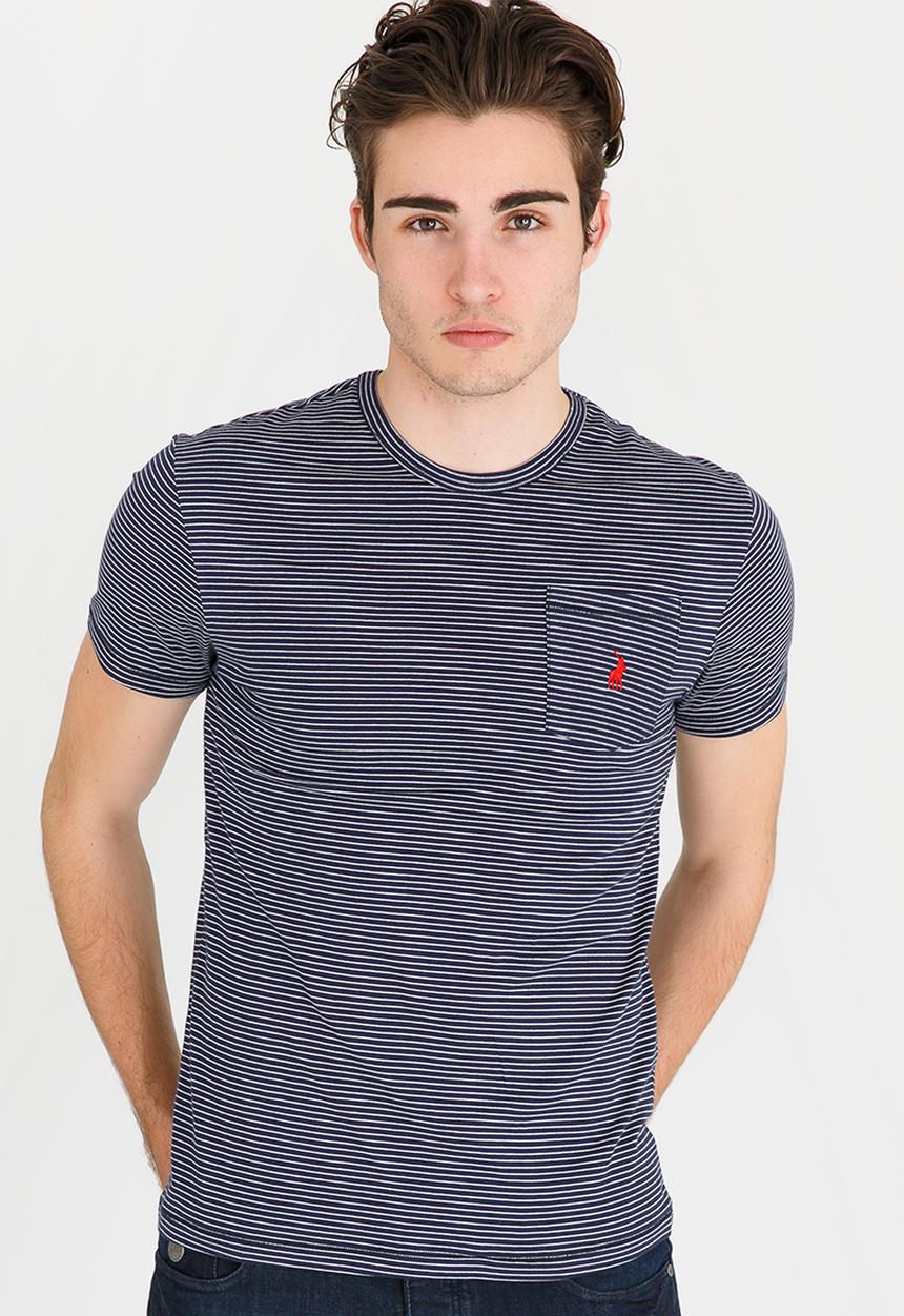 POLO - Fine Stripe T Shirt Navy