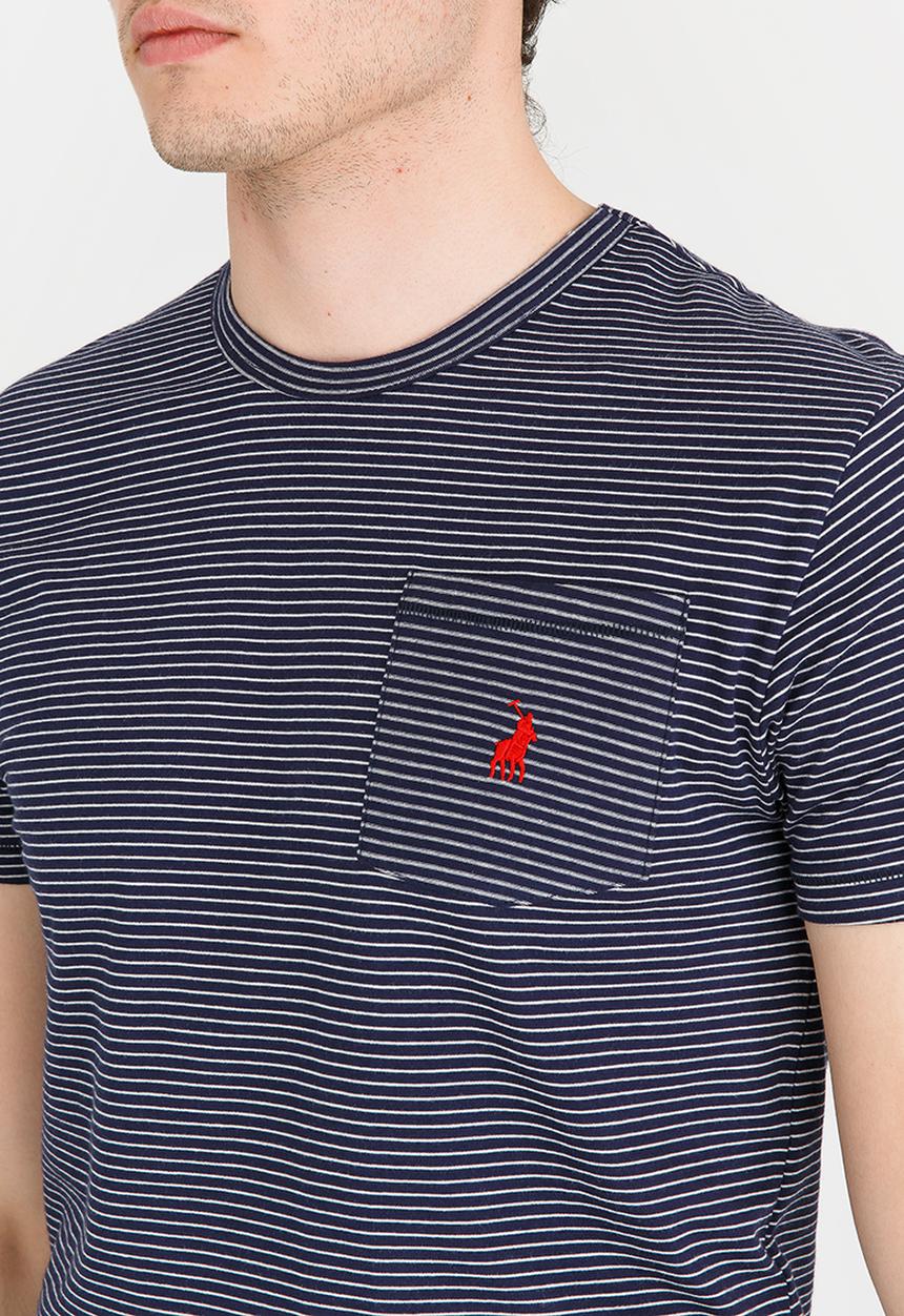 POLO - Fine Stripe T Shirt Navy