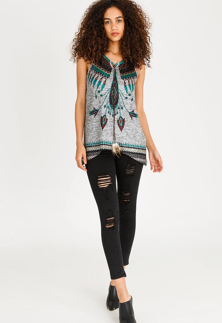Revenge - Boho Sleeveless Top Grey