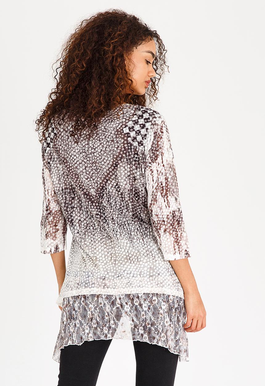 Revenge - Patterned Tunic Top Grey