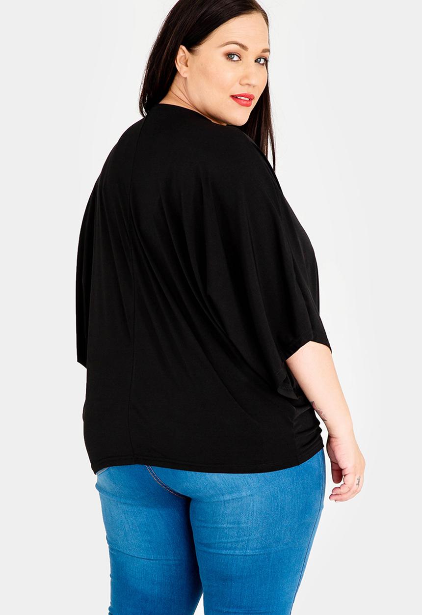 STYLE REPUBLIC PLUS - Oversized V-Neck Tee Black