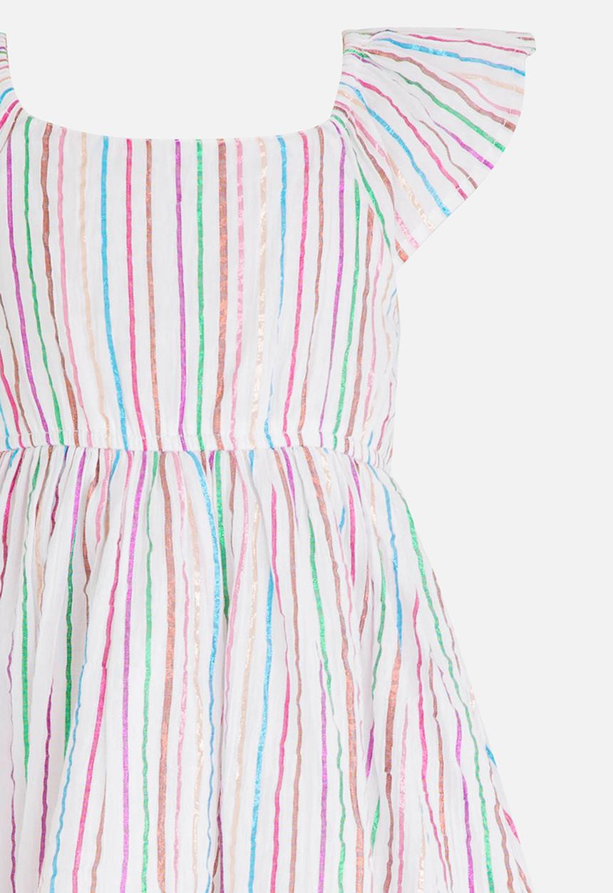 MINOTI - Palm Crinkle Stripe Dress with Full Sleeves Multi-colour