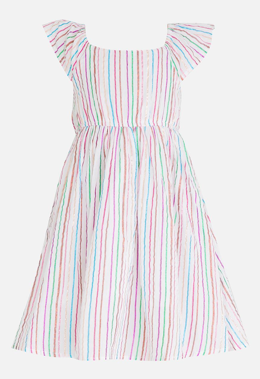 MINOTI - Palm Crinkle Stripe Dress with Full Sleeves Multi-colour