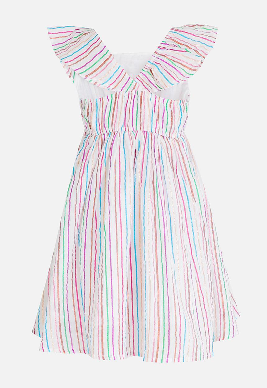MINOTI - Palm Crinkle Stripe Dress with Full Sleeves Multi-colour