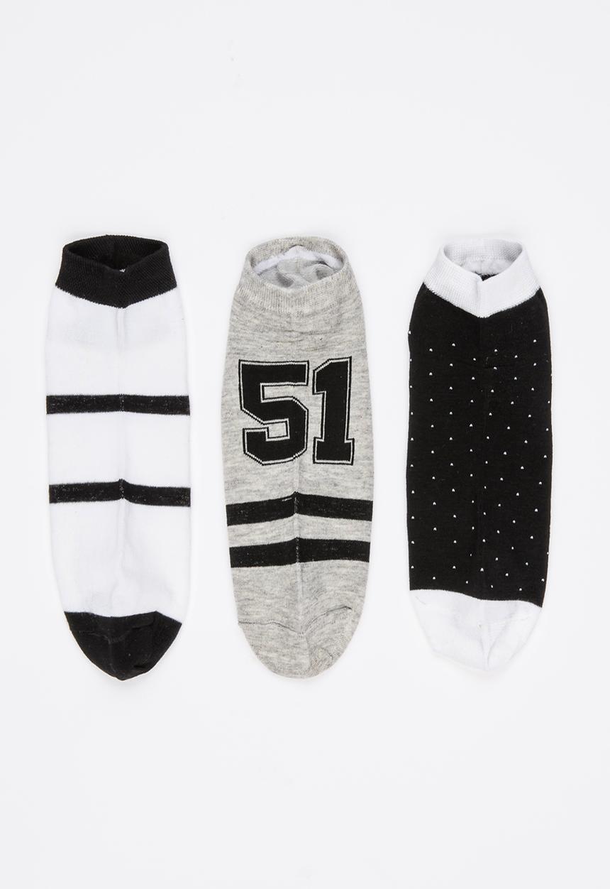 Pop Candy - Boys Printed 3 Pack Socks Grey