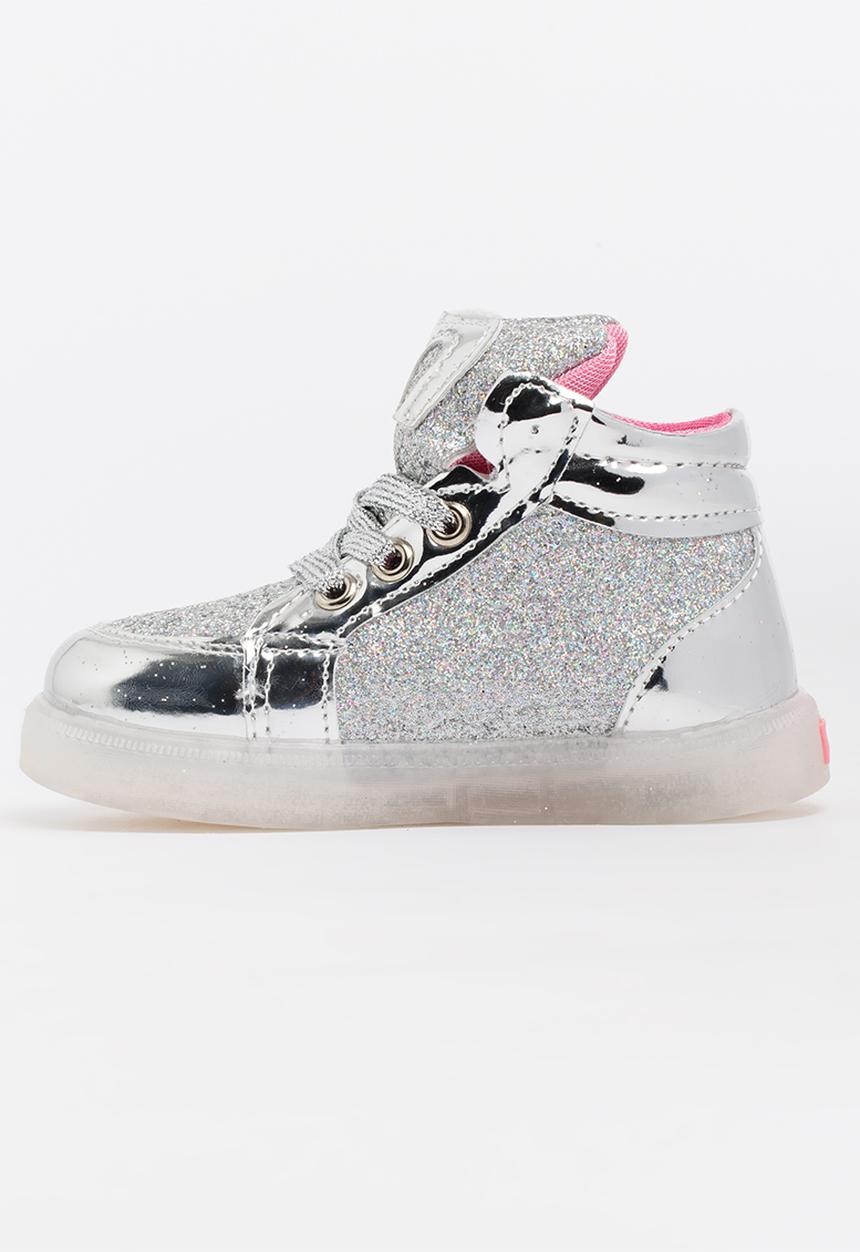 Pop Candy - Light Up Hi Tops Silver