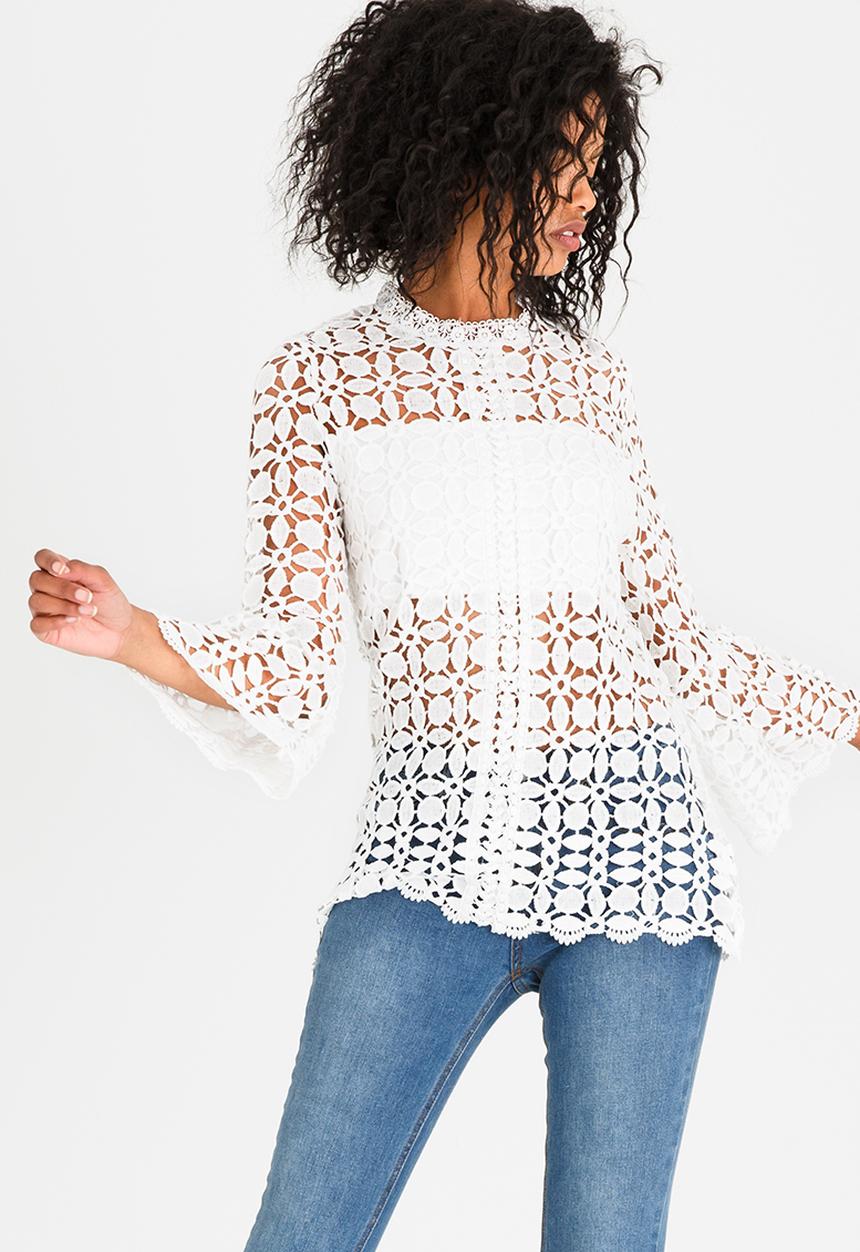 Revenge - Lace Detail Top White