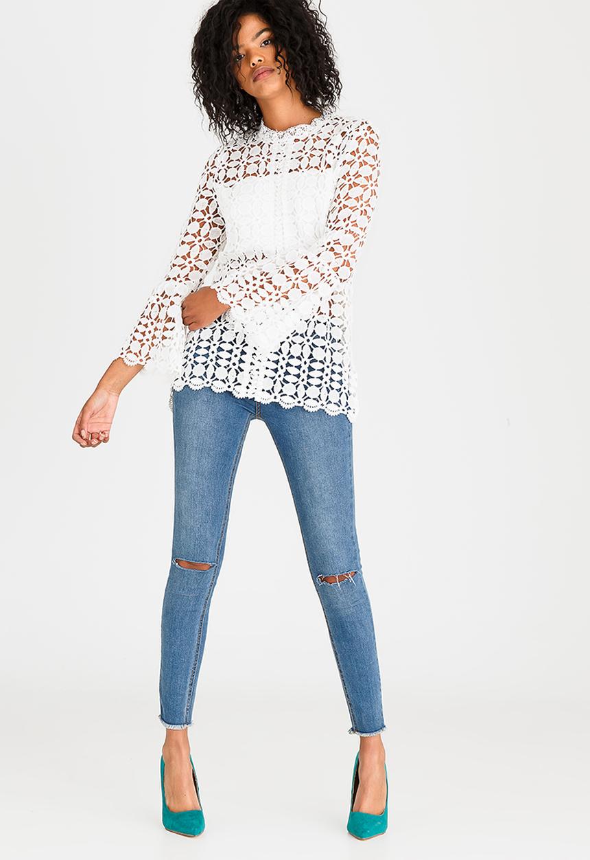 Revenge - Lace Detail Top White