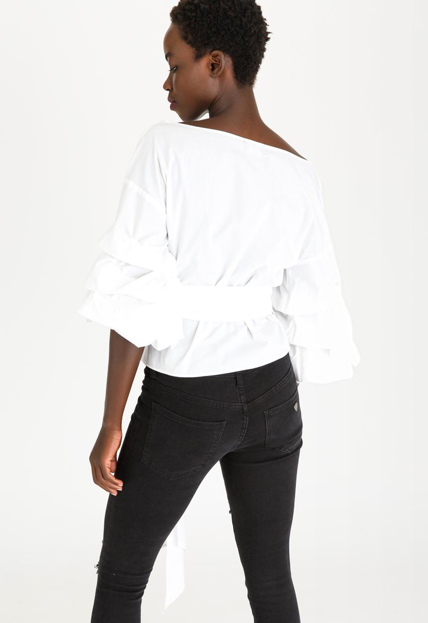 STYLE REPUBLIC - Ruched Sleeve Blouse White