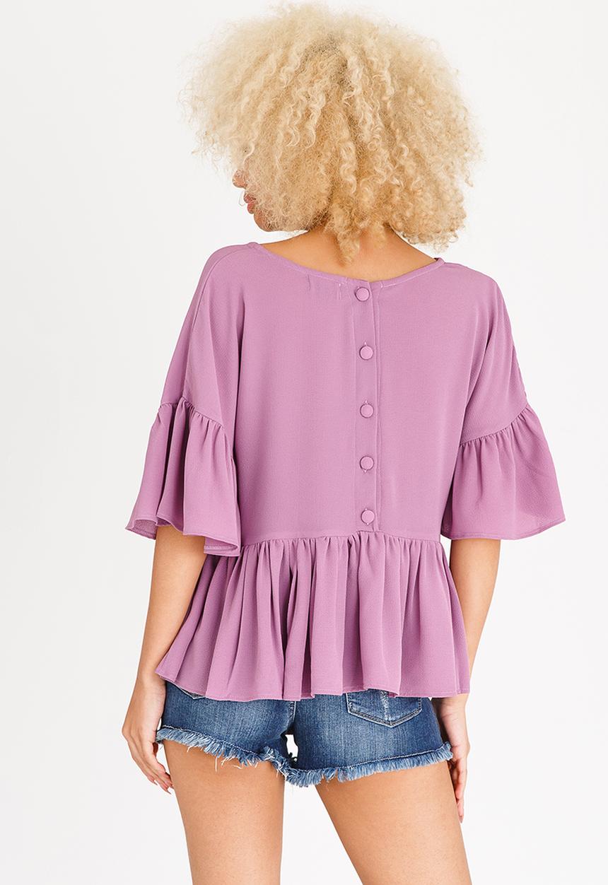 c(inch) - Volume Peplum Blouse Pale Purple