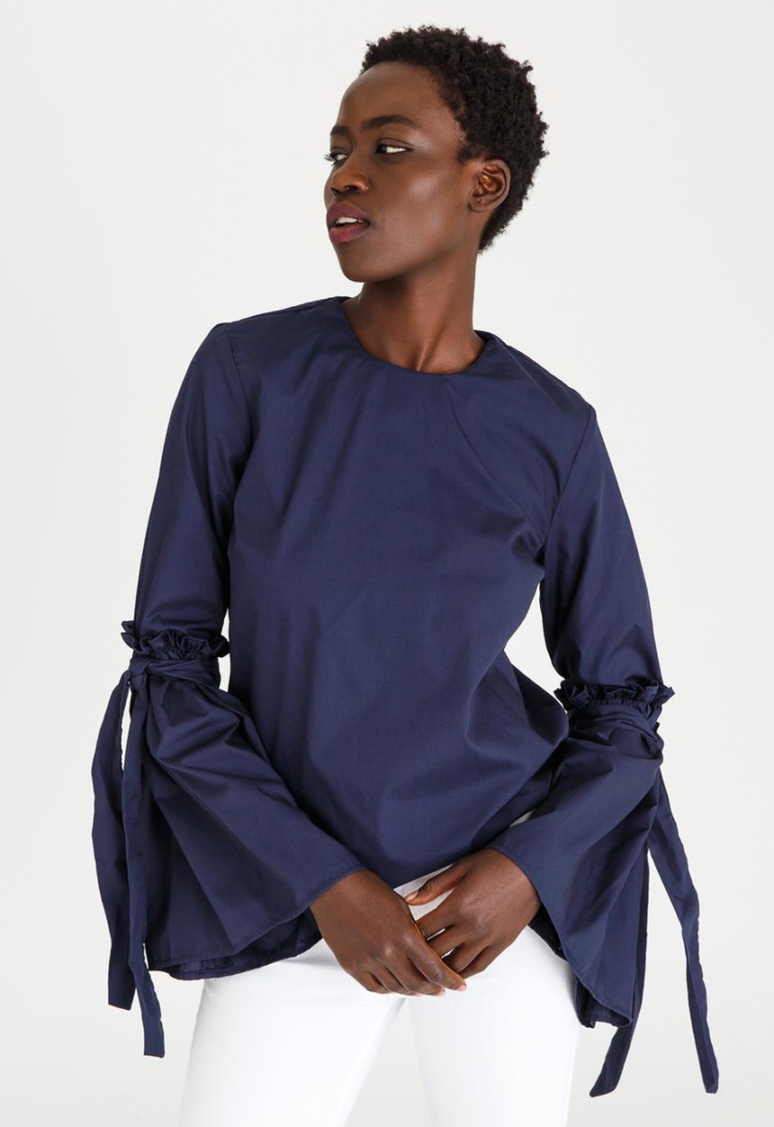 STYLE REPUBLIC - Tie Detail Sleeve Blouse Navy