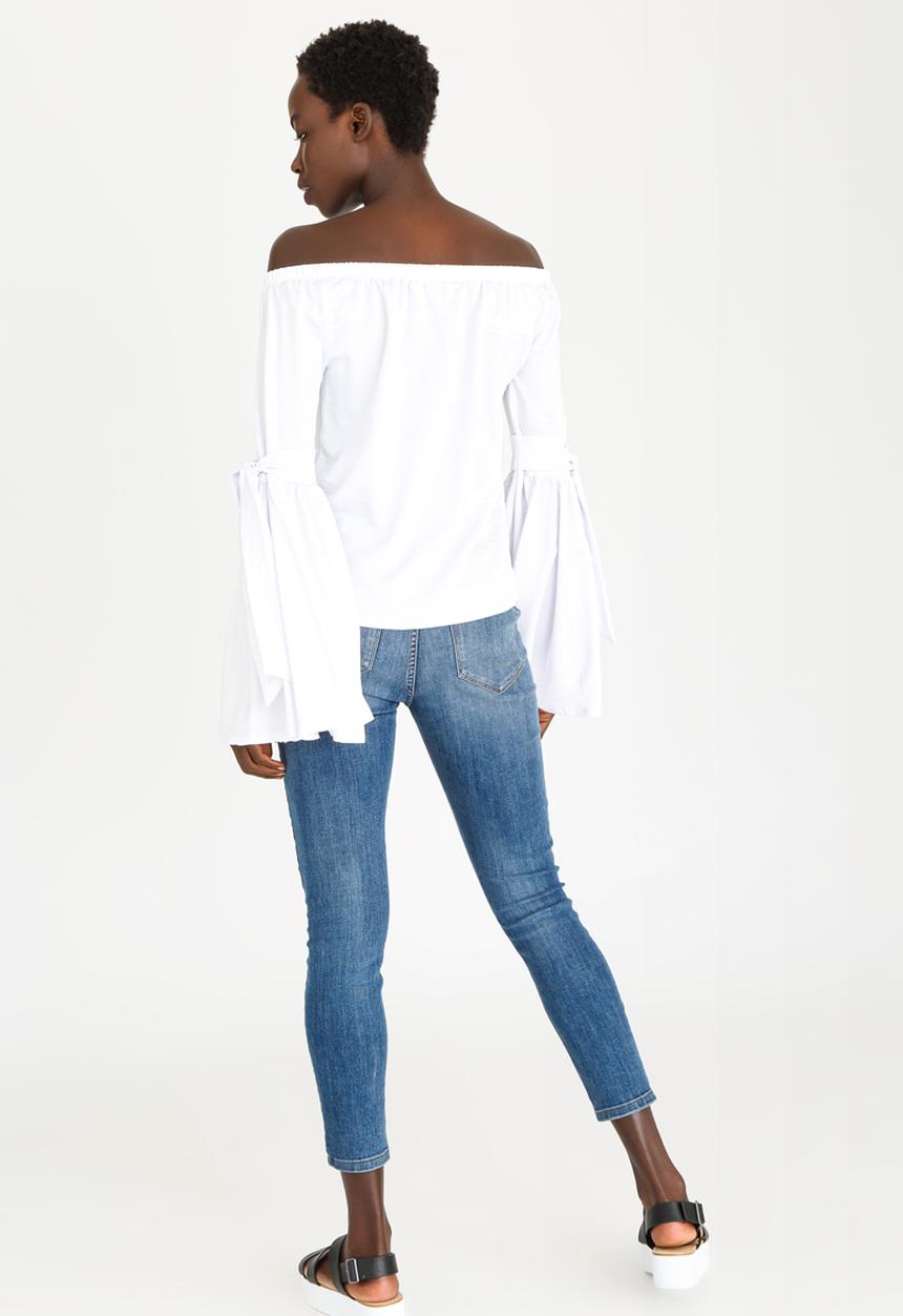 STYLE REPUBLIC - Bell Sleeve Bardot Blouse White