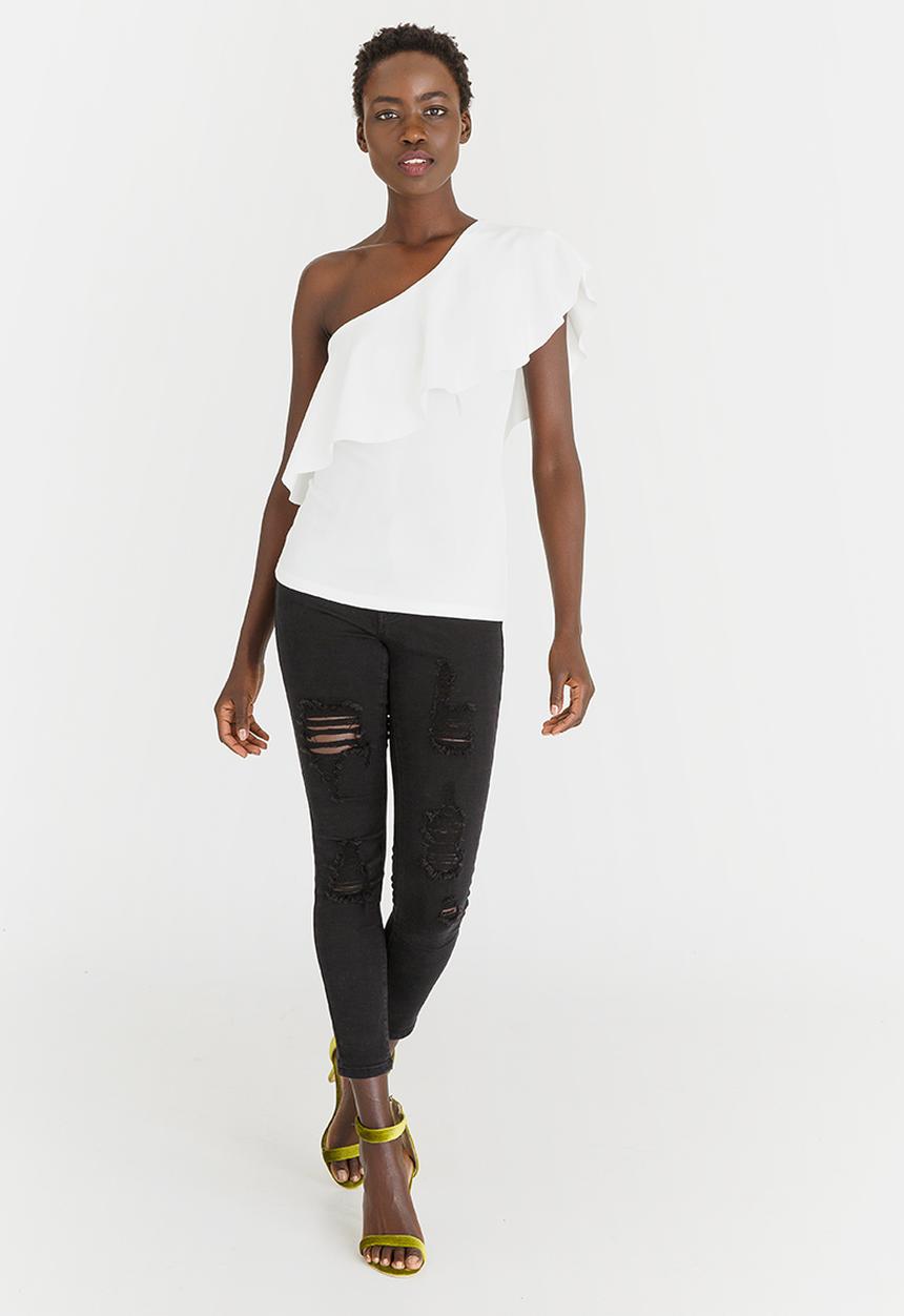 STYLE REPUBLIC - One Shoulder Top Off White