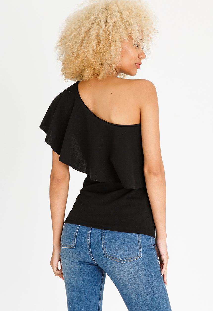 STYLE REPUBLIC - One Shoulder Top Black