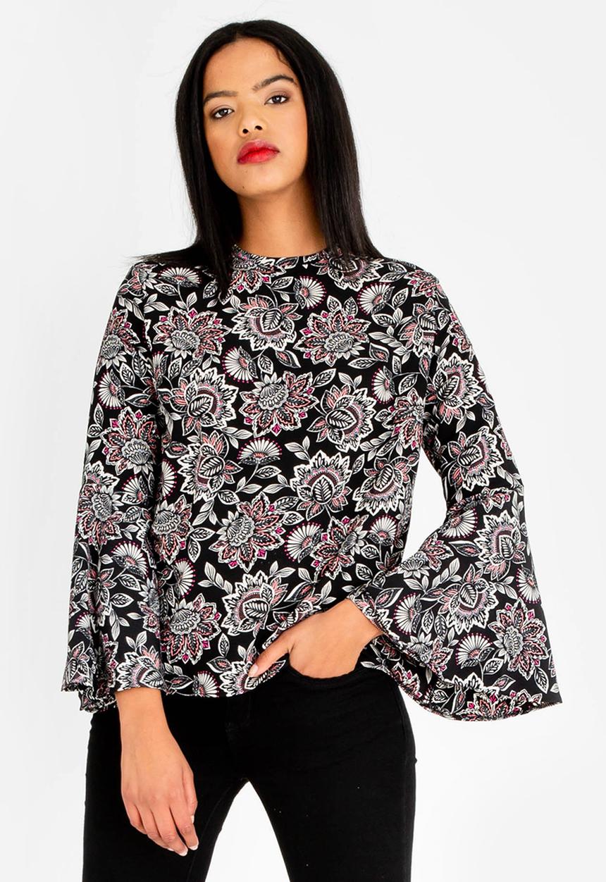 edit - Loose fit bell sleeves blouse - multi