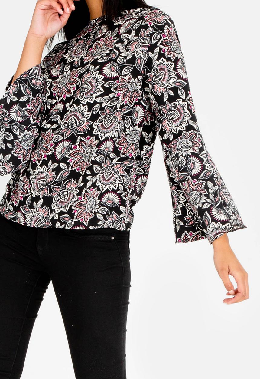 edit - Loose fit bell sleeves blouse - multi