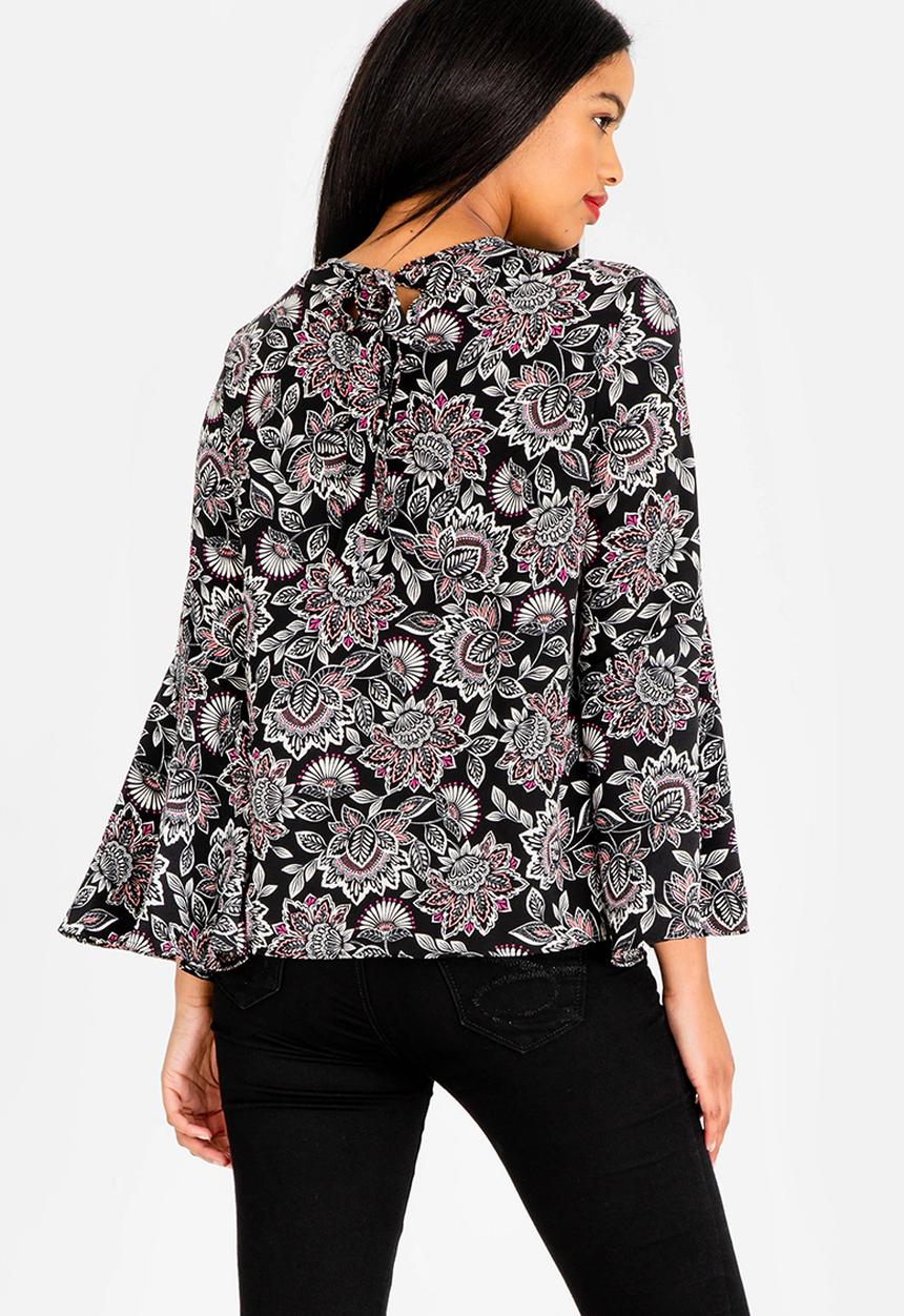 edit - Loose fit bell sleeves blouse - multi