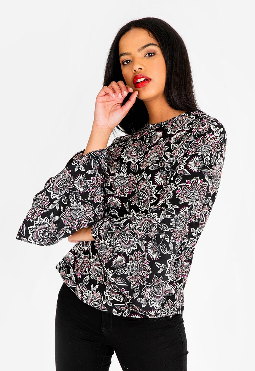 edit - Loose fit bell sleeves blouse - multi