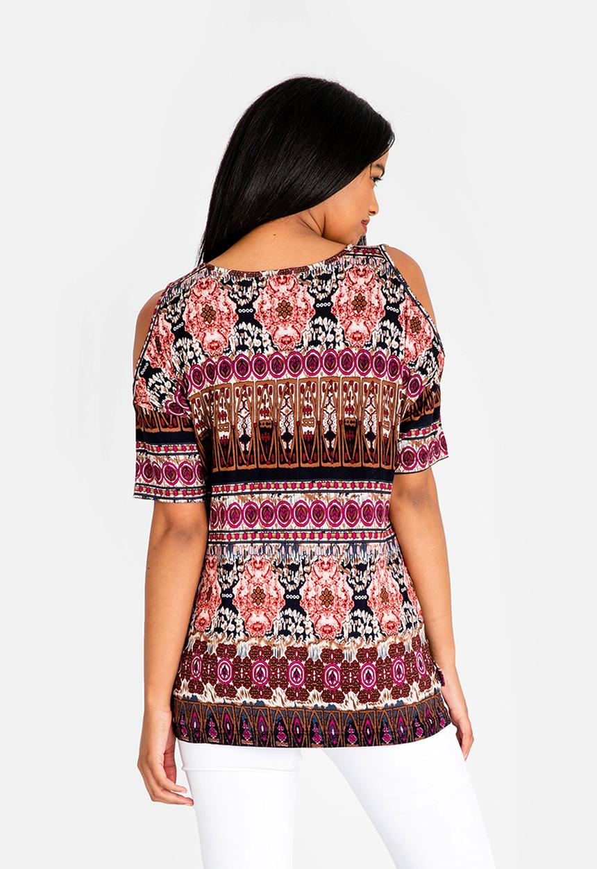edit - Cold Shoulder Tee Multi-colour