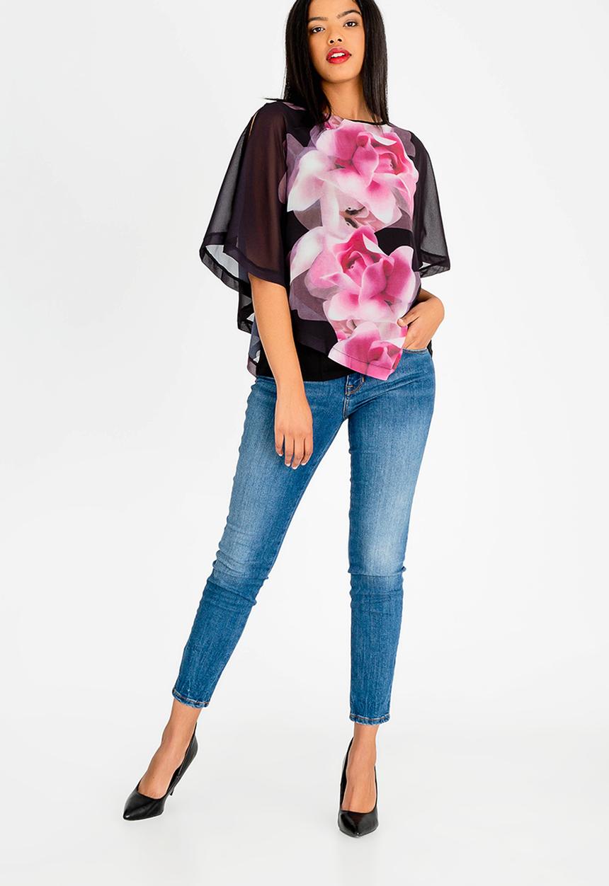 Revenge - Sheer Floral Blouse Black