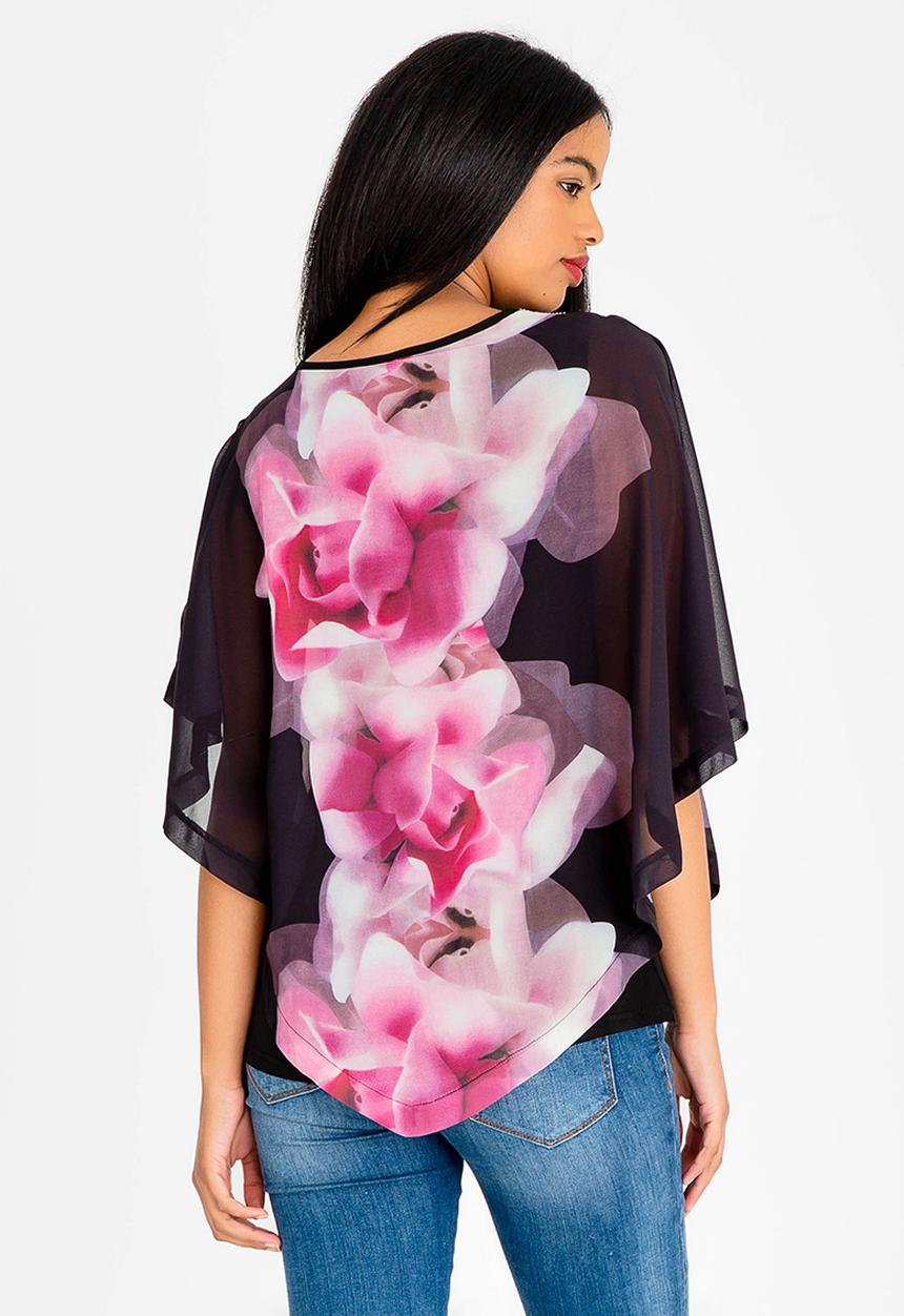 Revenge - Sheer Floral Blouse Black