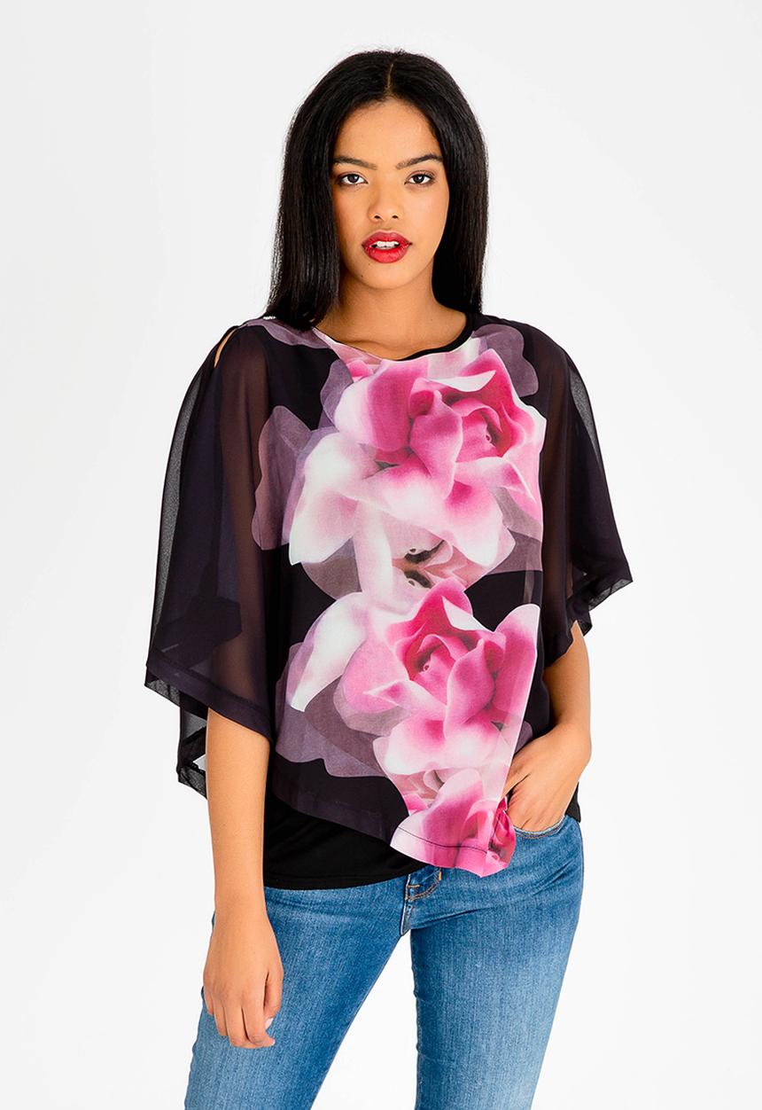 Revenge - Sheer Floral Blouse Black