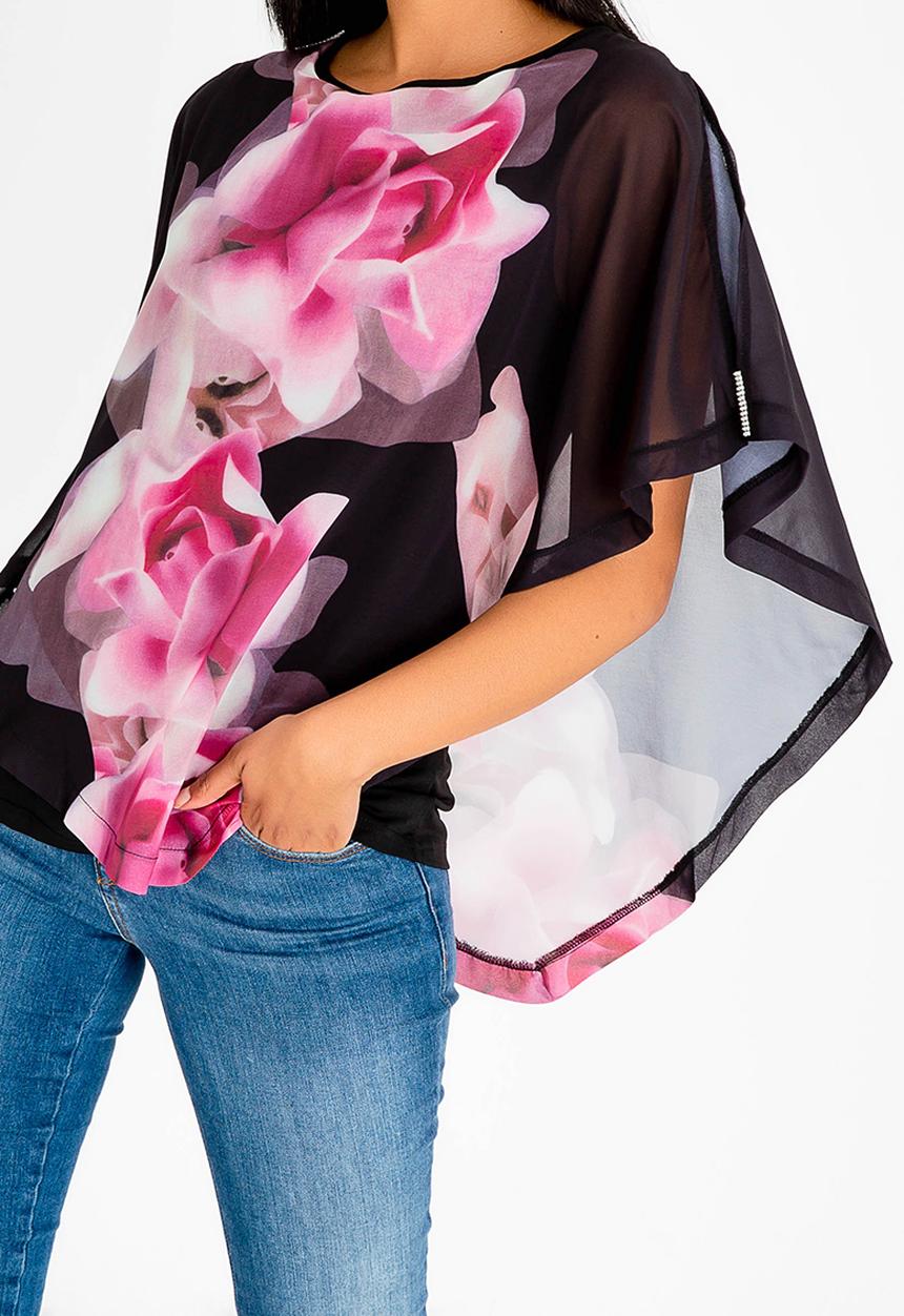 Revenge - Sheer Floral Blouse Black