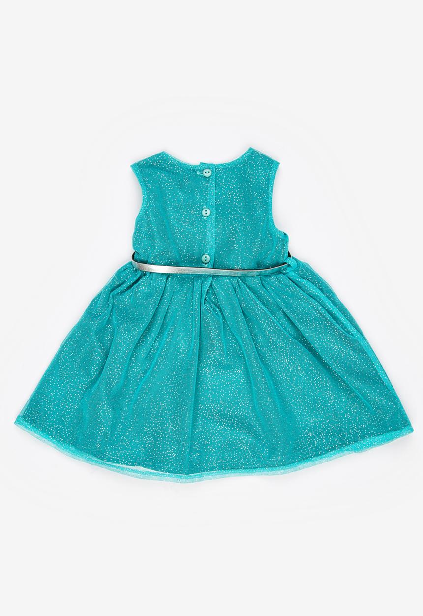 Twin Clothing - Glitter Dress with Belt Aqua