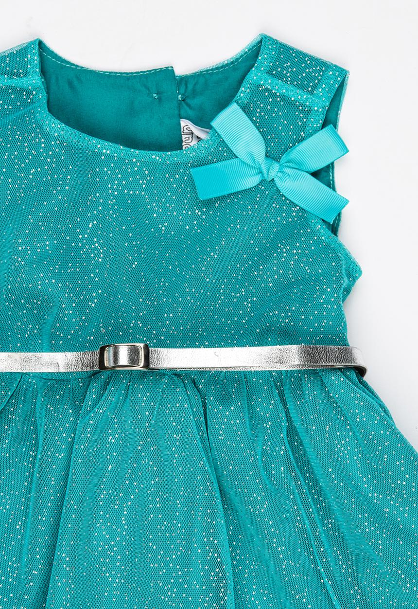 Twin Clothing - Glitter Dress with Belt Aqua