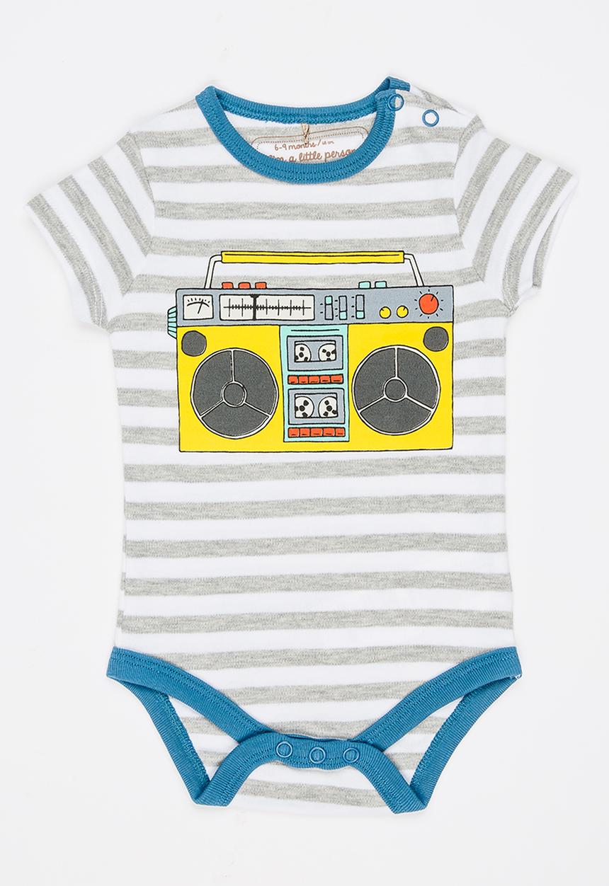 Soobe - Short Sleeve Printed  Bodysuit Grey