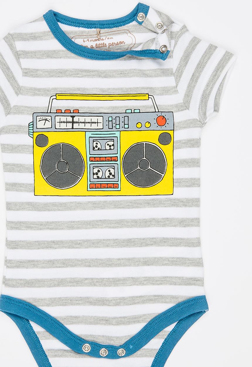 Soobe - Short Sleeve Printed  Bodysuit Grey