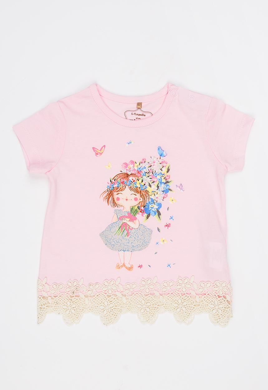 Soobe - Short Sleeve Printed  Tee Pale Pink