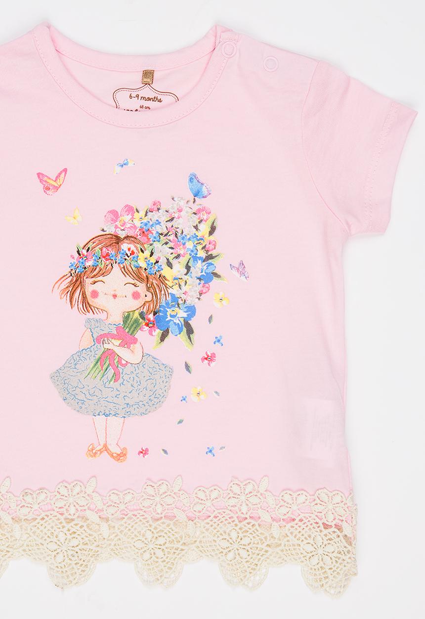 Soobe - Short Sleeve Printed  Tee Pale Pink