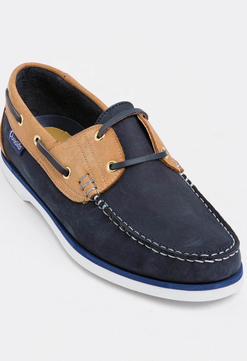 Quayside - Classic 2 Tone Leather Boat Shoes Navy