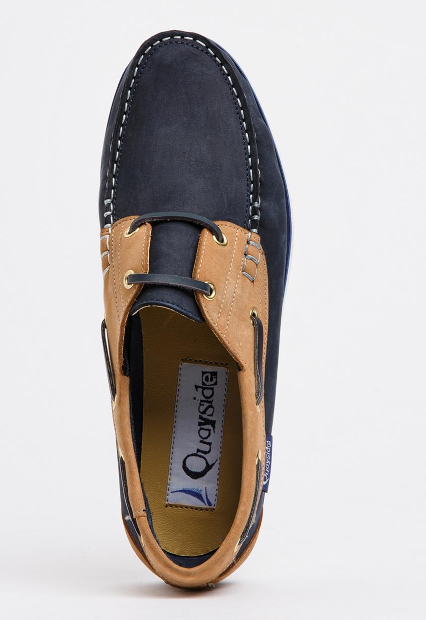 Quayside - Classic 2 Tone Leather Boat Shoes Navy
