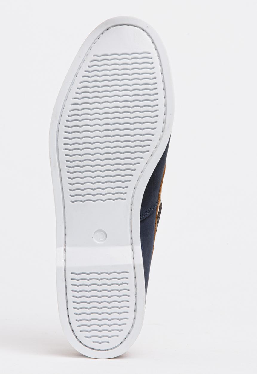 Quayside - Classic 2 Tone Leather Boat Shoes Navy