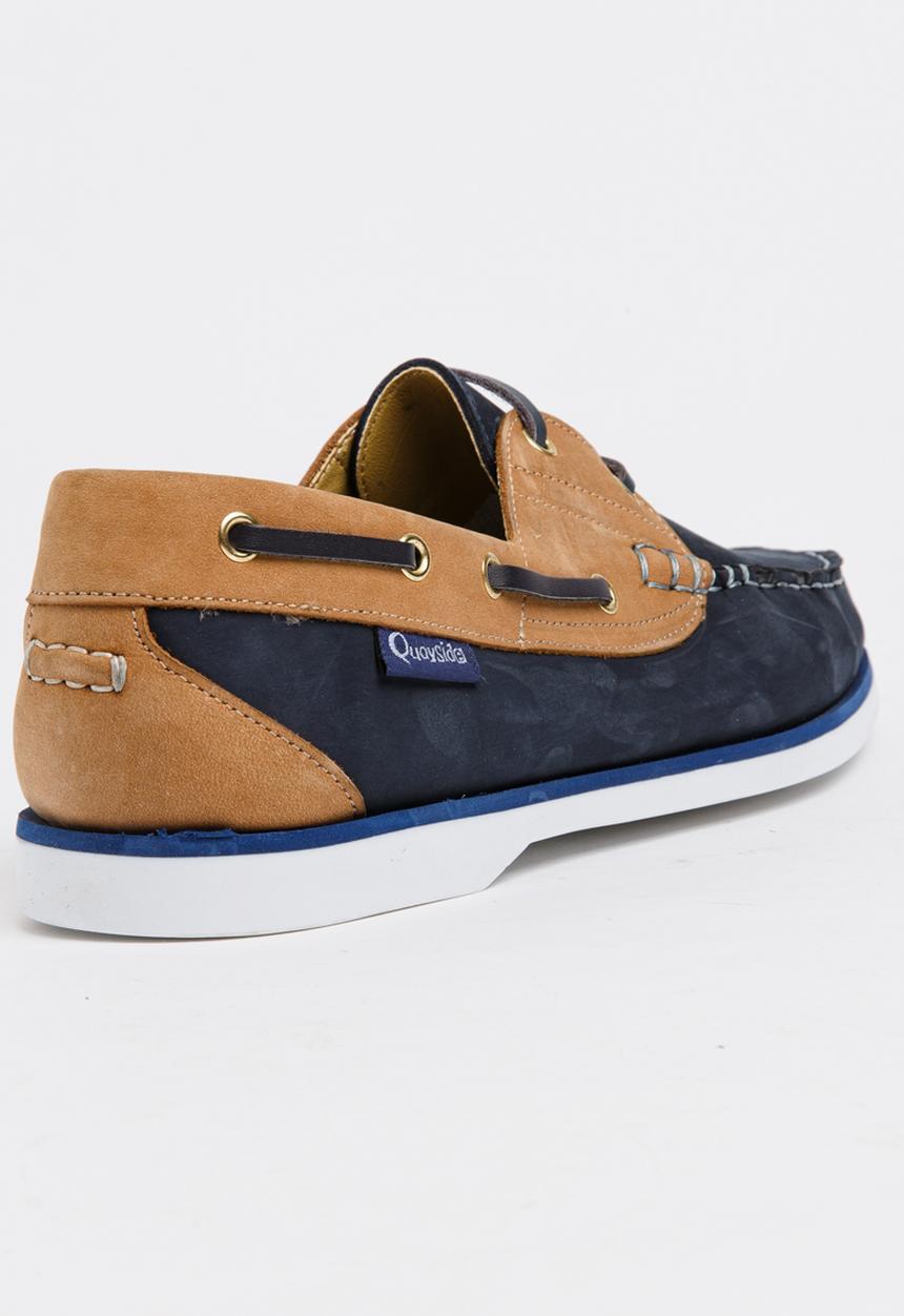 Quayside - Classic 2 Tone Leather Boat Shoes Navy