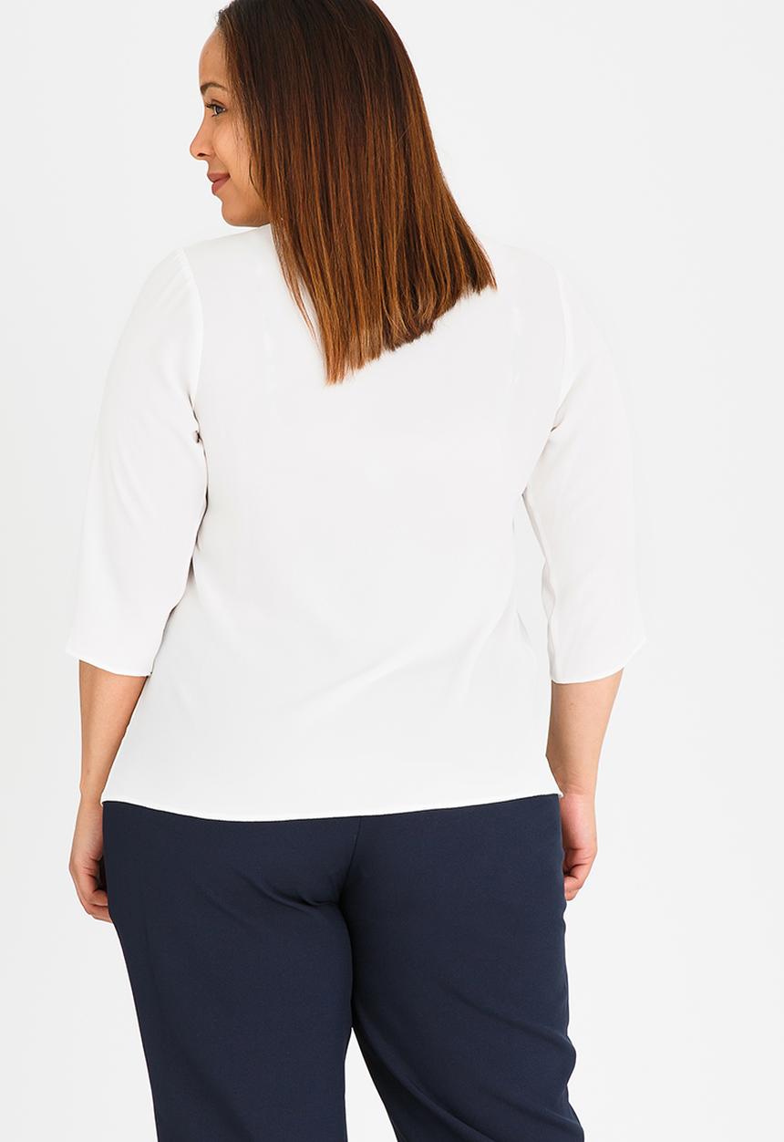 EVANS - Ruffle Detail Blouse Cream