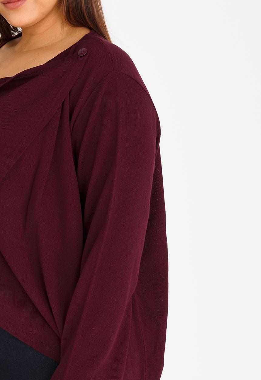 edit Plus - Overlap Cardi Burgundy