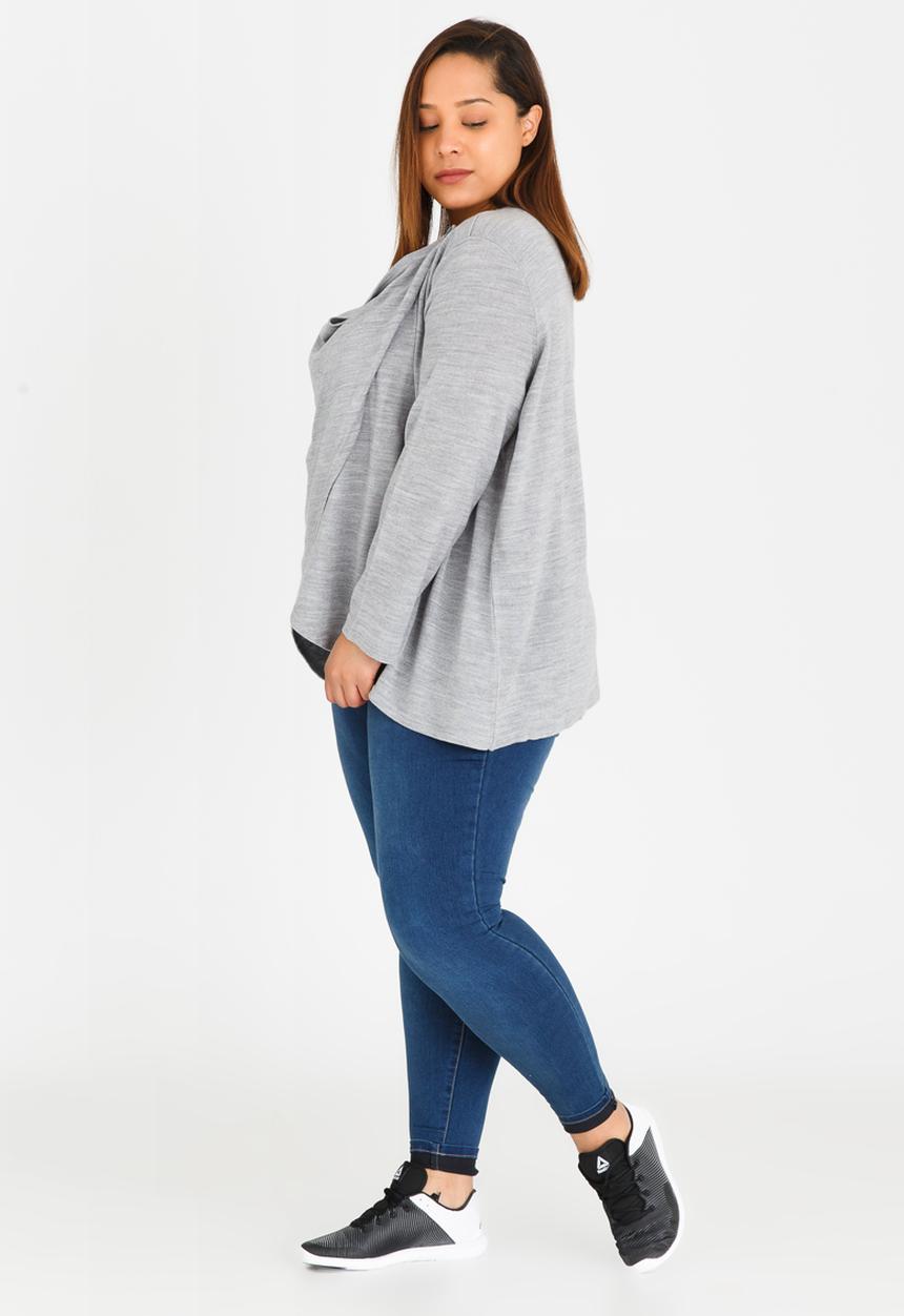 edit Plus - Overlap Cardi Grey