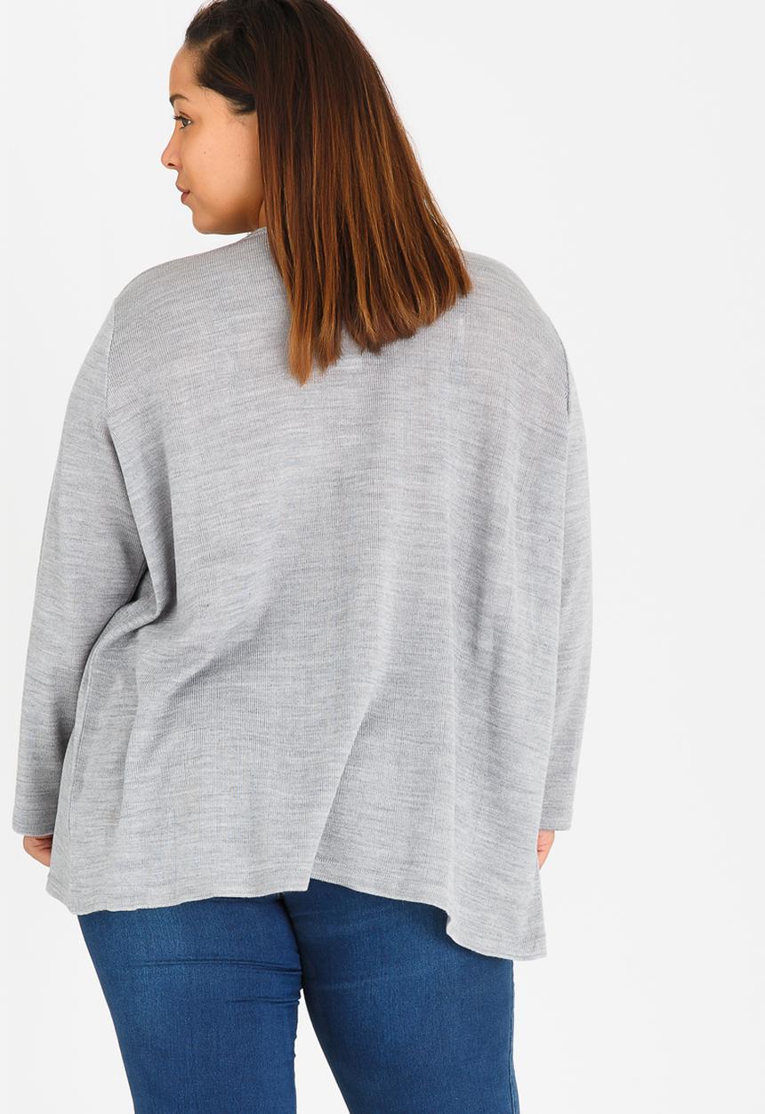 edit Plus - Overlap Cardi Grey