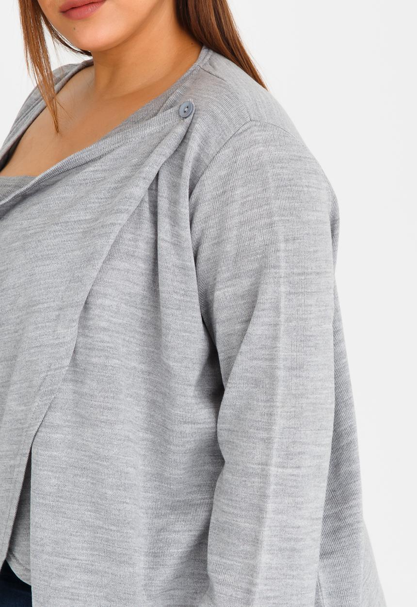 edit Plus - Overlap Cardi Grey