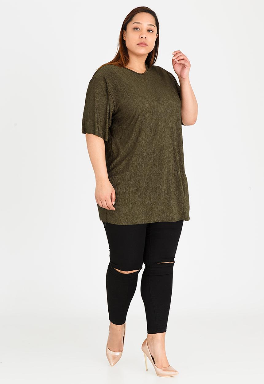 c(inch) Plus - Plisse Tunic Dark Green