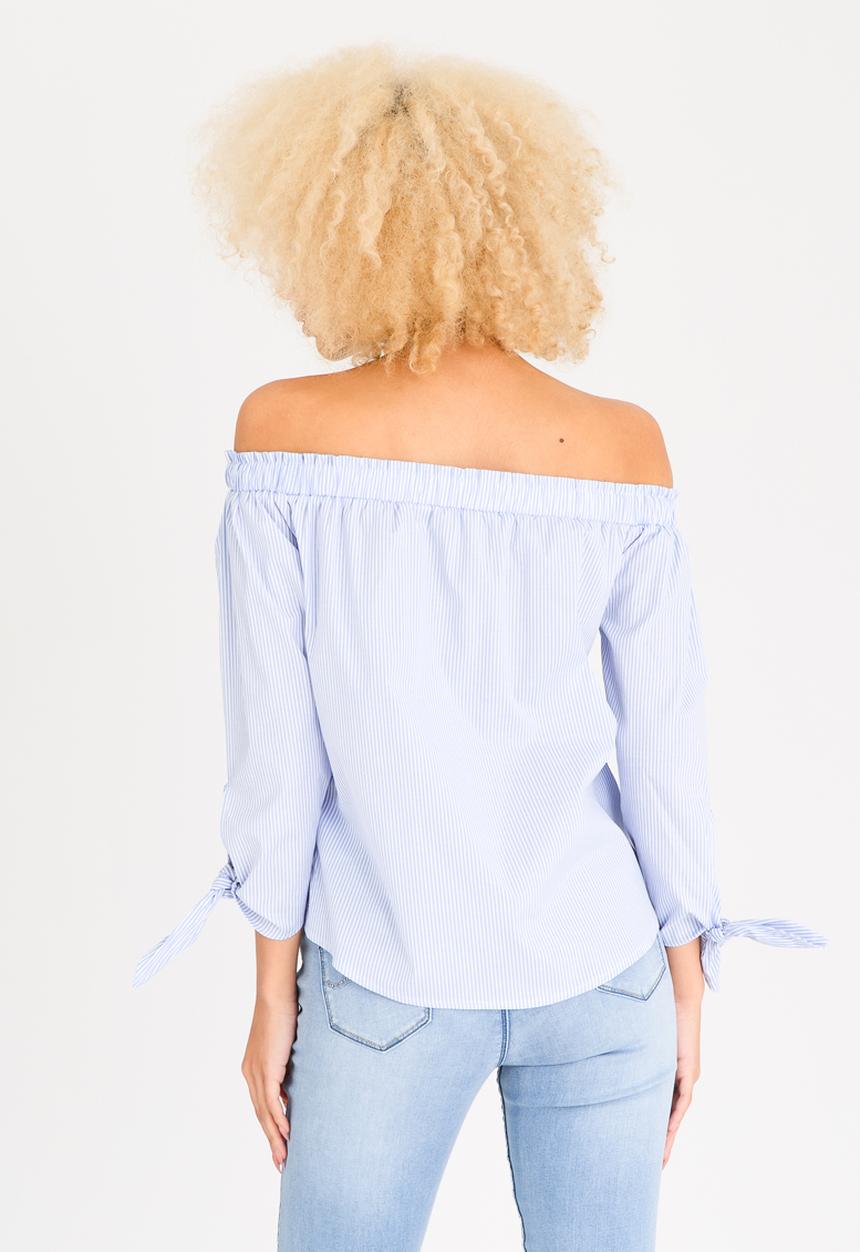 SISSY BOY - Ready Set Go Striped Bardot Top Blue and White