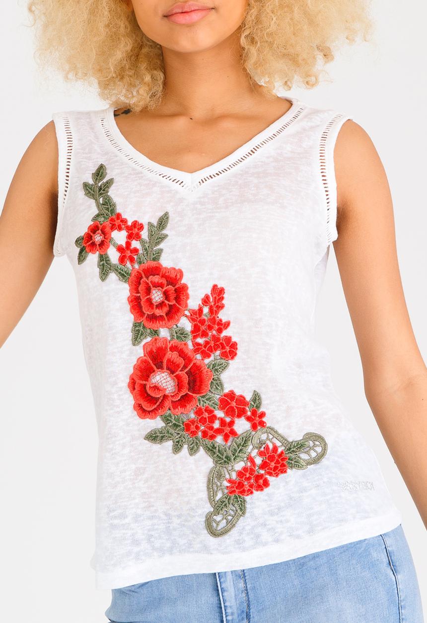 SISSY BOY - Rosie Embroidered Vest White