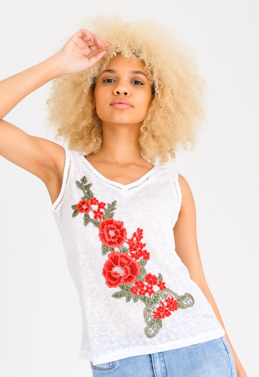 SISSY BOY - Rosie Embroidered Vest White