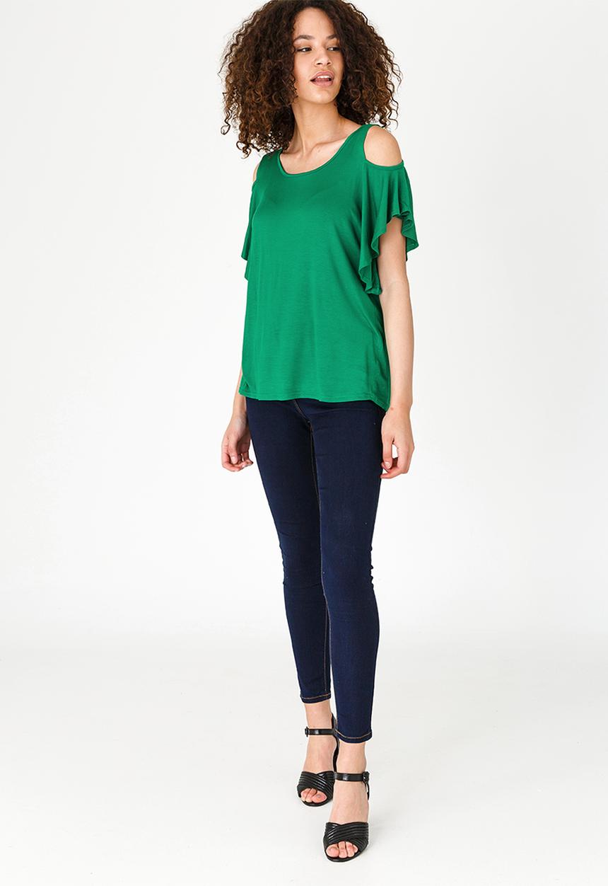 edit - Cold-shoulder Top Green