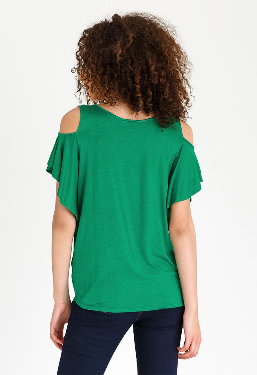 edit - Cold-shoulder Top Green